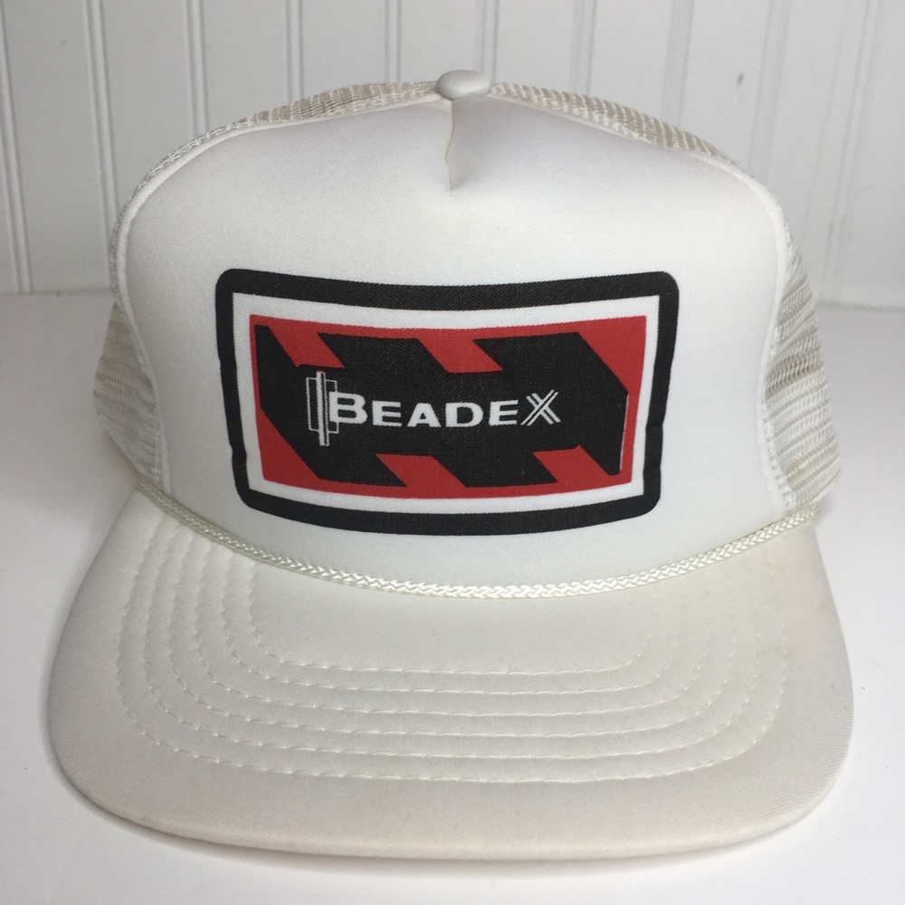 Vintage Trucker Hat Cap Snapback BEADEX White